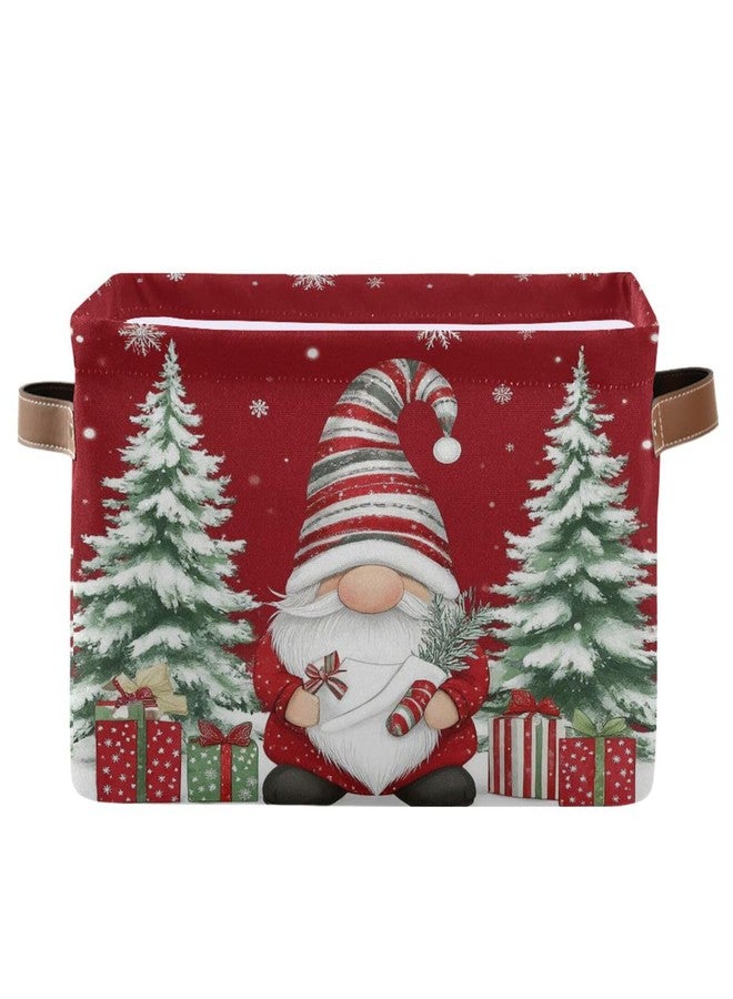 Pfrewn Christmas Winter Storage Basket Gnome with Gifts Tree Red Collapsible Rectangular Storage Boxes Organizer Shelf Basket Toy Book Storage Bin for Nursery 1 Pack - Image 1